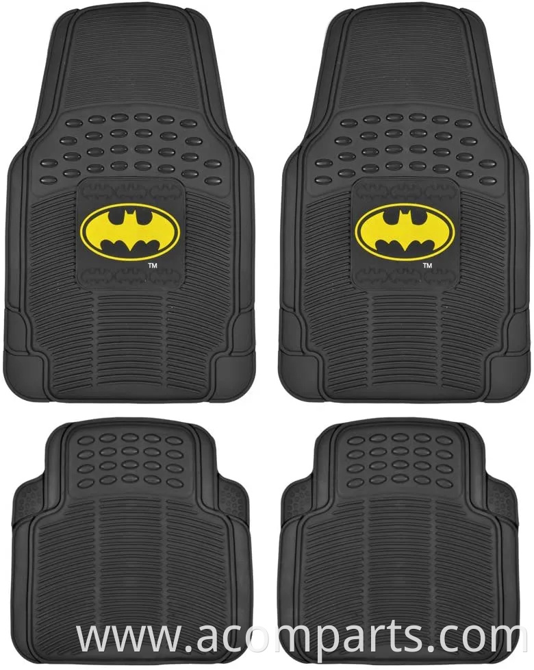 Batman Rubber Car Floor Mats 4 PC Front Heavy Duty All Weather Protection - Trimmable